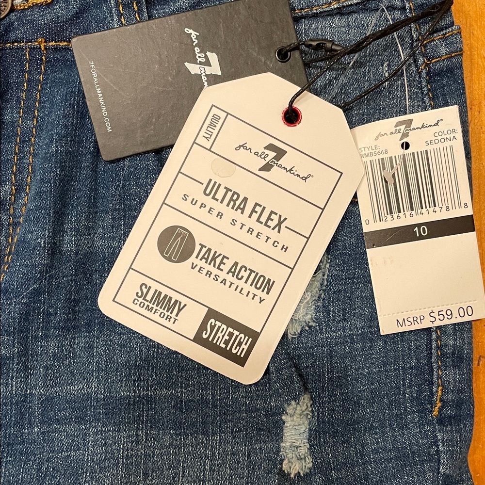 7 For all mankind Sedona slimmy comfort stretch Blue Jeans straight leg size 10 - Picture 2 of 9